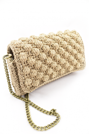 Ηandmade beige knitted bag