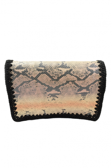 Ηandmade knitted bag with snake leather (snakeskin)