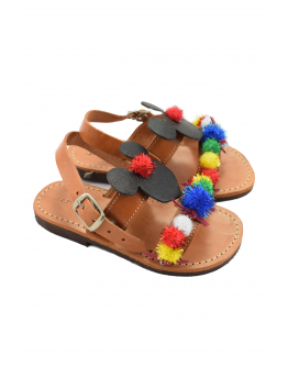 Handmade leather sandals for kids Minnie and Pon Pon