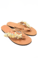 Handmade leather sandals for women with pearls and shells