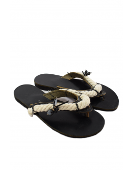 Handmade leather sandals for women with rope (Black)