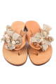 Handmade leather sandals for women with pebbles and beads