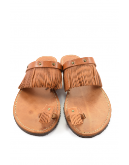 Handmade leather sandals for women with leather fringes
